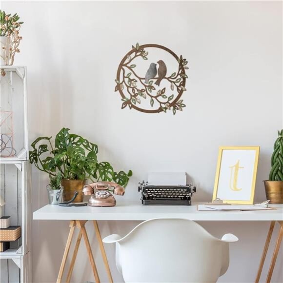 Ferraycle Metal Wall Art Bird on Tree Branch Bird Wall Silhouette Bird Wall Art - Picture 6 of 7